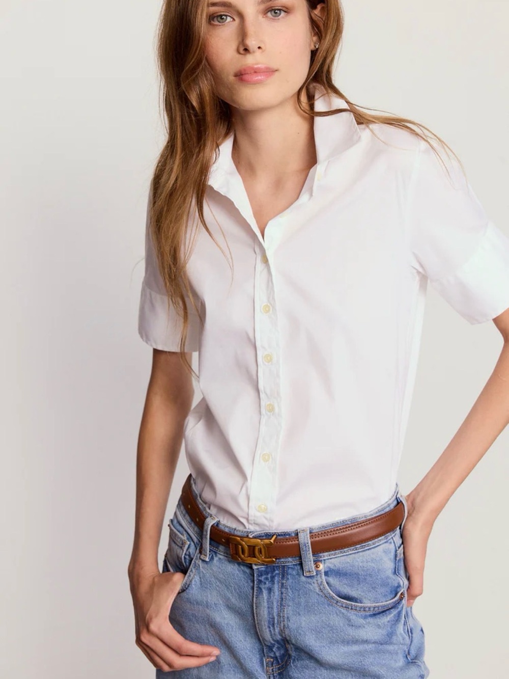 The Shirt by Rochelle Behrens NWOT The Short Sleeve Shirt in White large